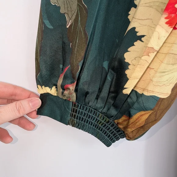 NWT Maeve Mona Silky Maxi Shirt Dress | L Petite | Teal Floral Multicolor Spring - Picture 8 of 15